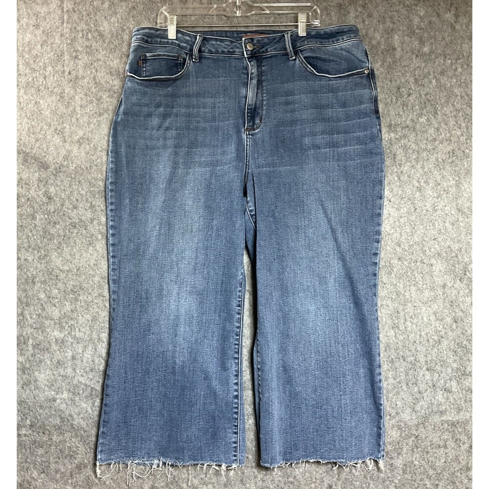 Judy Blue Jeans Womens Plus 22W Blue Denim Pockets Wide Leg Stretch Boho 44x23